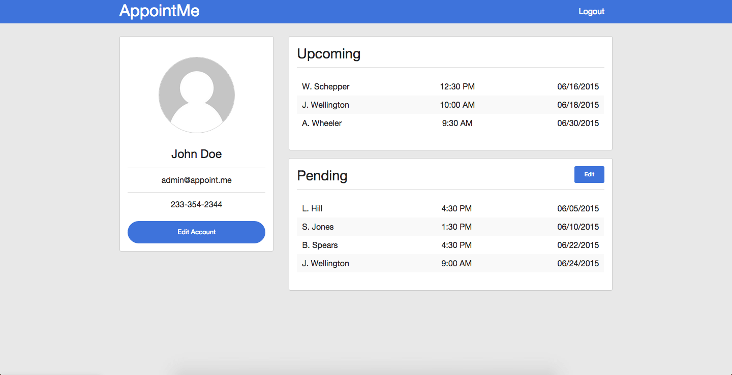 AppointMe Admin Page